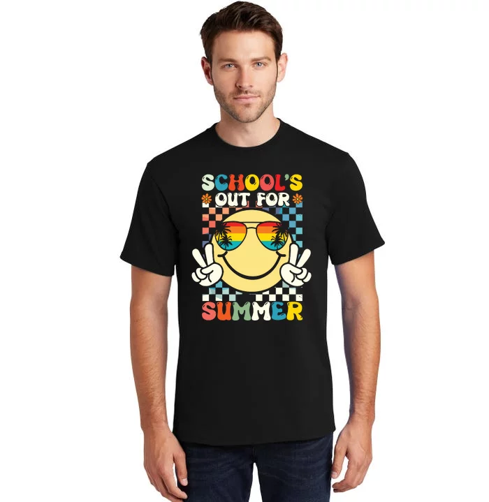 Funny Smile Wearing Sunglasses Schools Out For Summer Tall T-Shirt