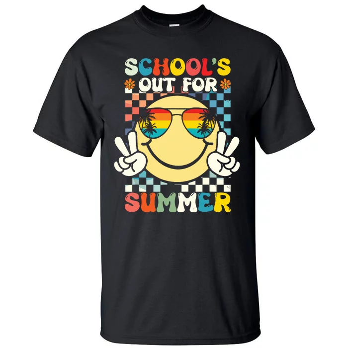 Funny Smile Wearing Sunglasses Schools Out For Summer Tall T-Shirt