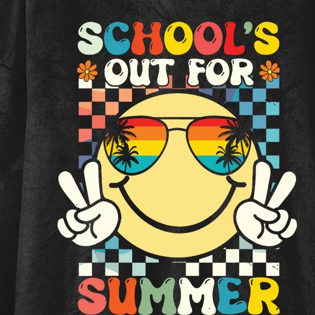 Funny Smile Wearing Sunglasses Schools Out For Summer Hooded Wearable Blanket