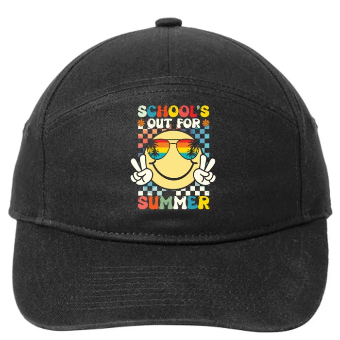 Funny Smile Wearing Sunglasses Schools Out For Summer 7-Panel Snapback Hat