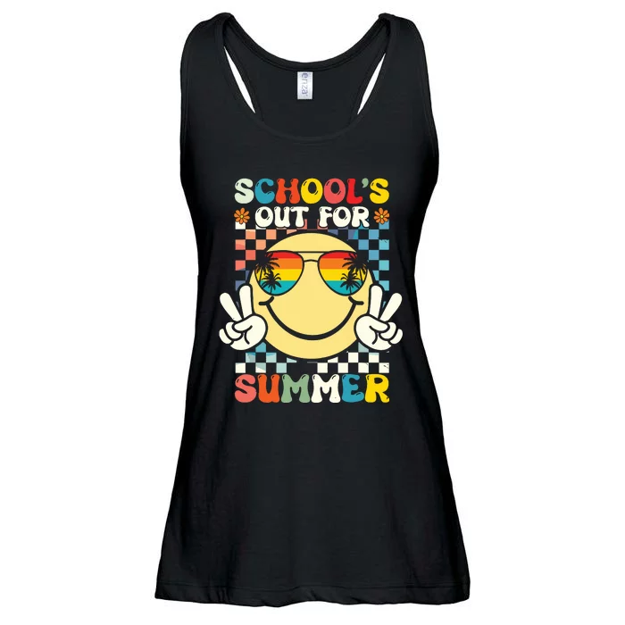 Funny Smile Wearing Sunglasses Schools Out For Summer Ladies Essential Flowy Tank