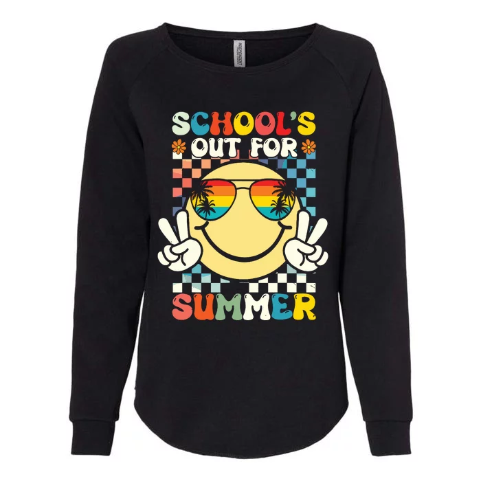 Funny Smile Wearing Sunglasses Schools Out For Summer Womens California Wash Sweatshirt