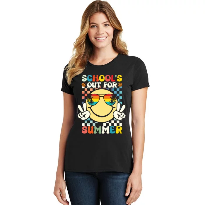 Funny Smile Wearing Sunglasses Schools Out For Summer Women's T-Shirt