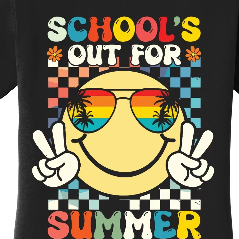 Funny Smile Wearing Sunglasses Schools Out For Summer Women's T-Shirt