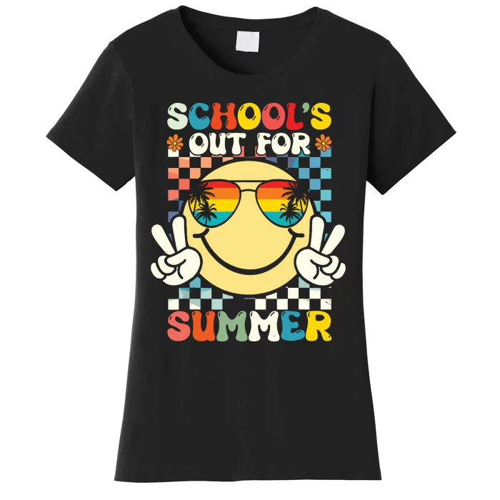 Funny Smile Wearing Sunglasses Schools Out For Summer Women's T-Shirt