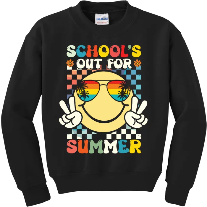 Funny Smile Wearing Sunglasses Schools Out For Summer Kids Sweatshirt