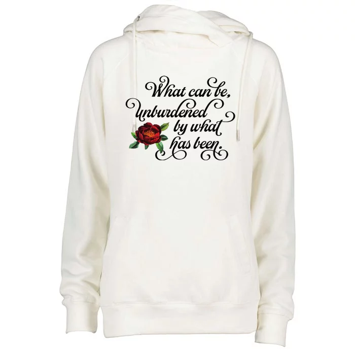 Floral Script What Can Be Unburdened By What Has Been Womens Funnel Neck Pullover Hood