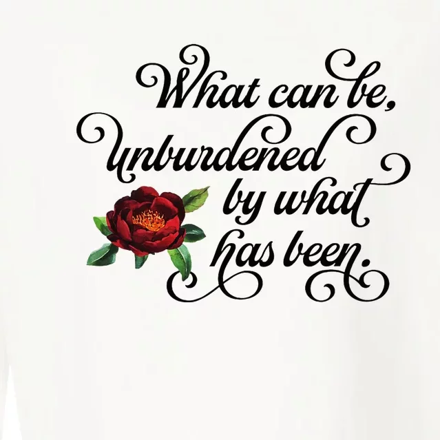 Floral Script What Can Be Unburdened By What Has Been Cropped Pullover Crew