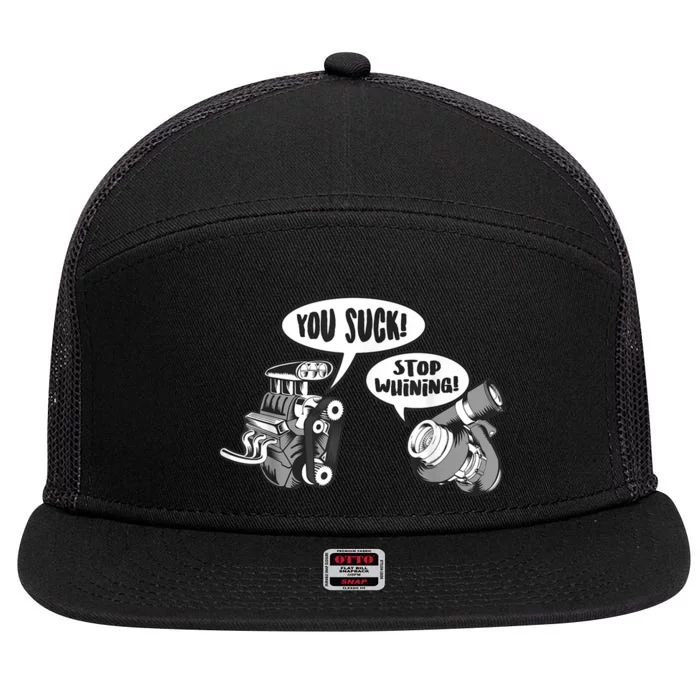 Funny Stop Whining Car Mechanic Precision Turbo For Men 7 Panel Mesh Trucker Snapback Hat