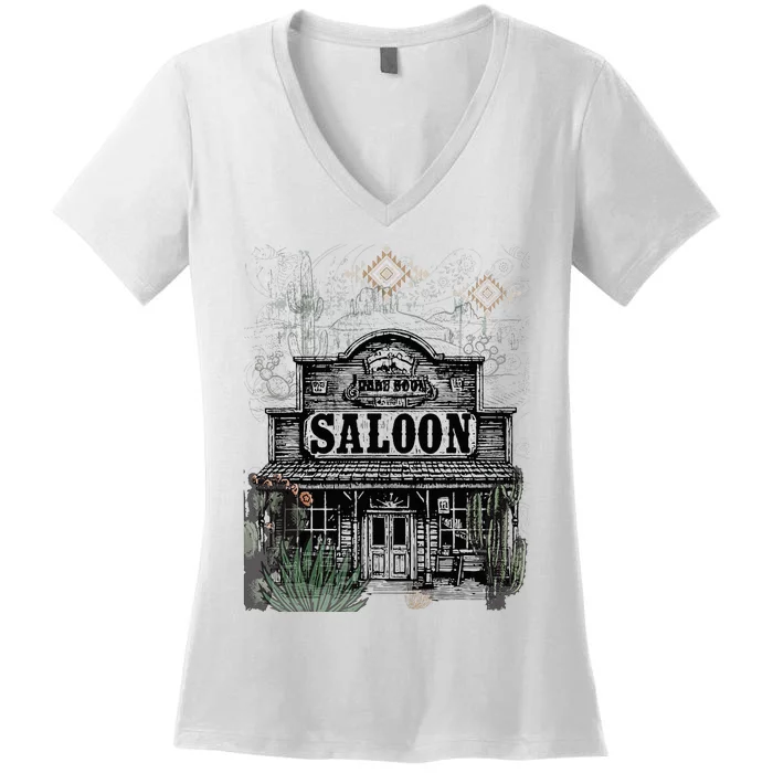 Frontier Spirit Western Saloon Women's V-Neck T-Shirt