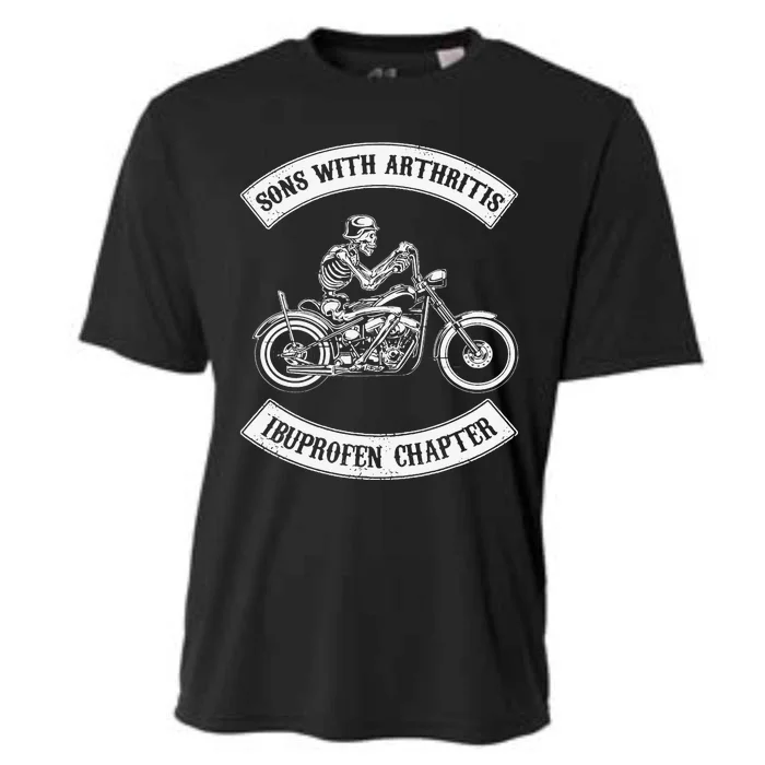 Funny Sons With Arthritis Ibuprofen Chapter Biker Skull Cooling Performance Crew T-Shirt