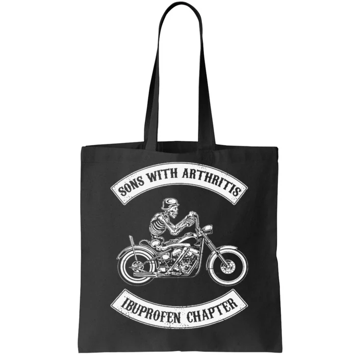 Funny Sons With Arthritis Ibuprofen Chapter Biker Skull Tote Bag