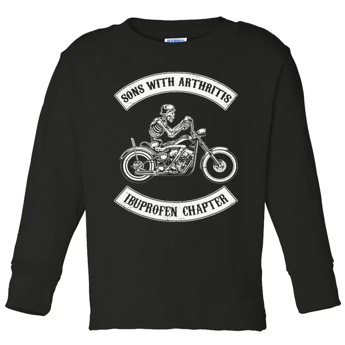 Funny Sons With Arthritis Ibuprofen Chapter Biker Skull Toddler Long Sleeve Shirt