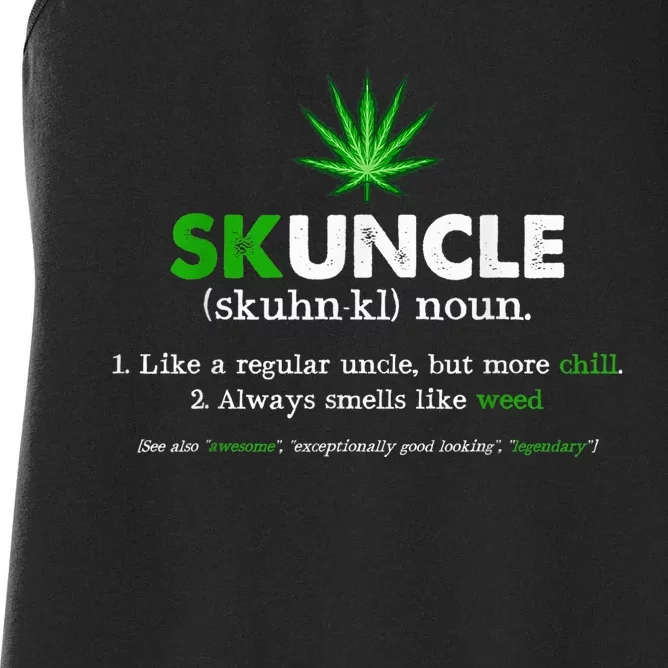 Funny Skuncle Weed Smoker Uncle Marijuana Lover Uncle Gift Women's Racerback Tank