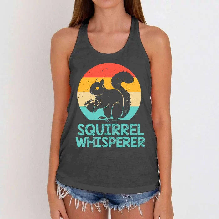 Funny Squirrel Whisperer Art Squirrel Lover Women's Knotted Racerback Tank