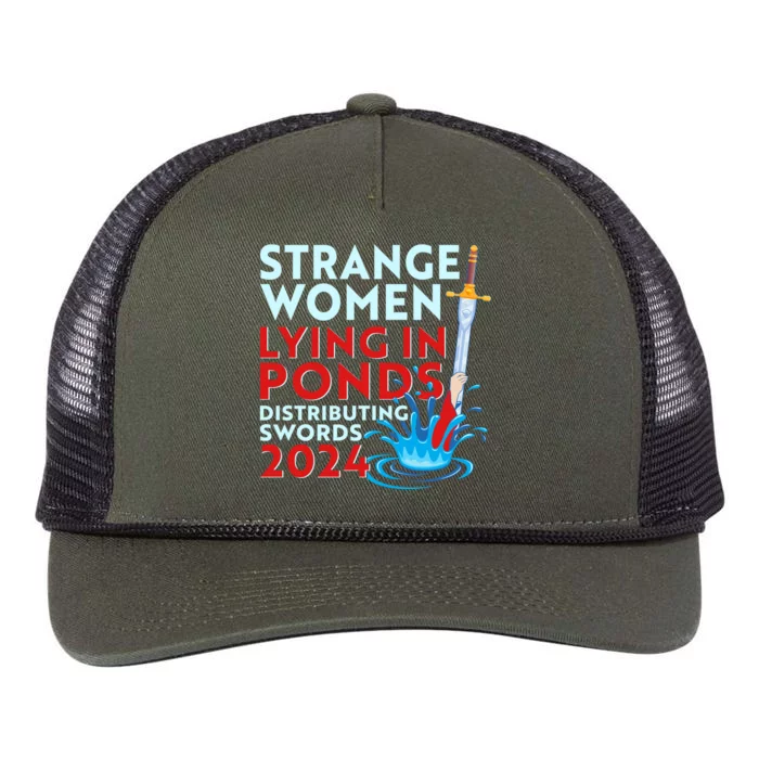 Funny Strange Women Lying In Ponds Distributing Swords 2024 Retro Rope Trucker Hat Cap