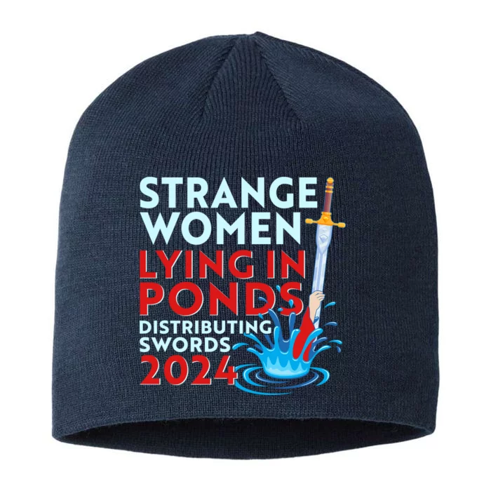 Funny Strange Women Lying In Ponds Distributing Swords 2024 8 1/2in Sustainable Knit Beanie