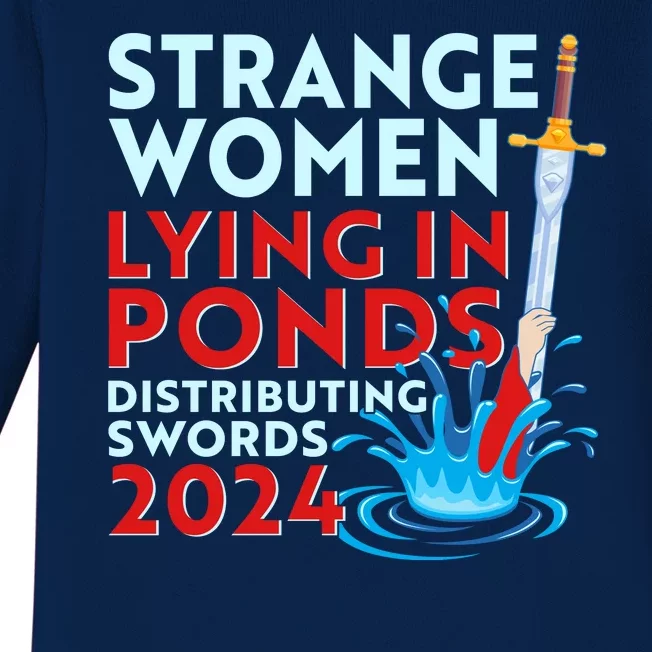 Funny Strange Women Lying In Ponds Distributing Swords 2024 Baby Long Sleeve Bodysuit