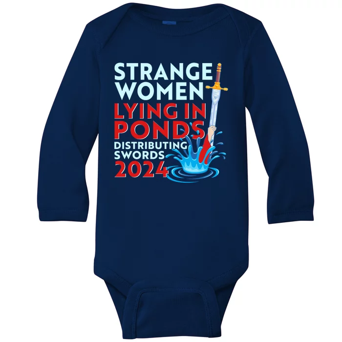 Funny Strange Women Lying In Ponds Distributing Swords 2024 Baby Long Sleeve Bodysuit