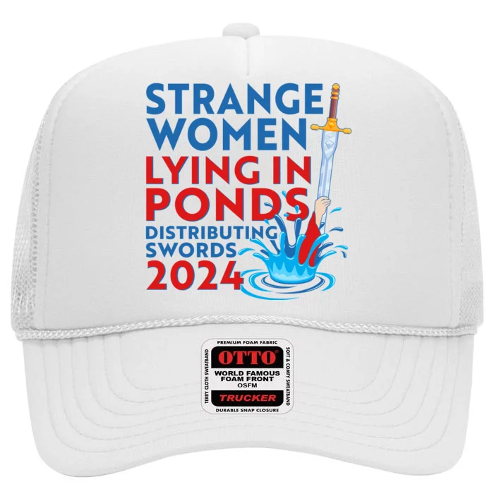 Funny Strange Women Lying In Ponds Distributing Swords 2024 High Crown Mesh Trucker Hat