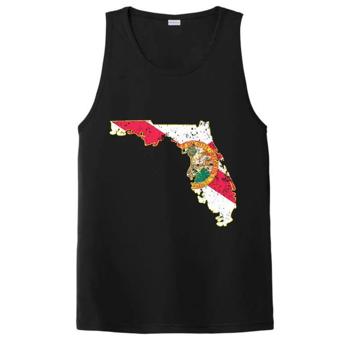 Florida State With Florida Shape Flag Performance Tank