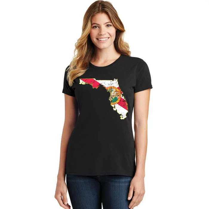 Florida State With Florida Shape Flag Women's T-Shirt