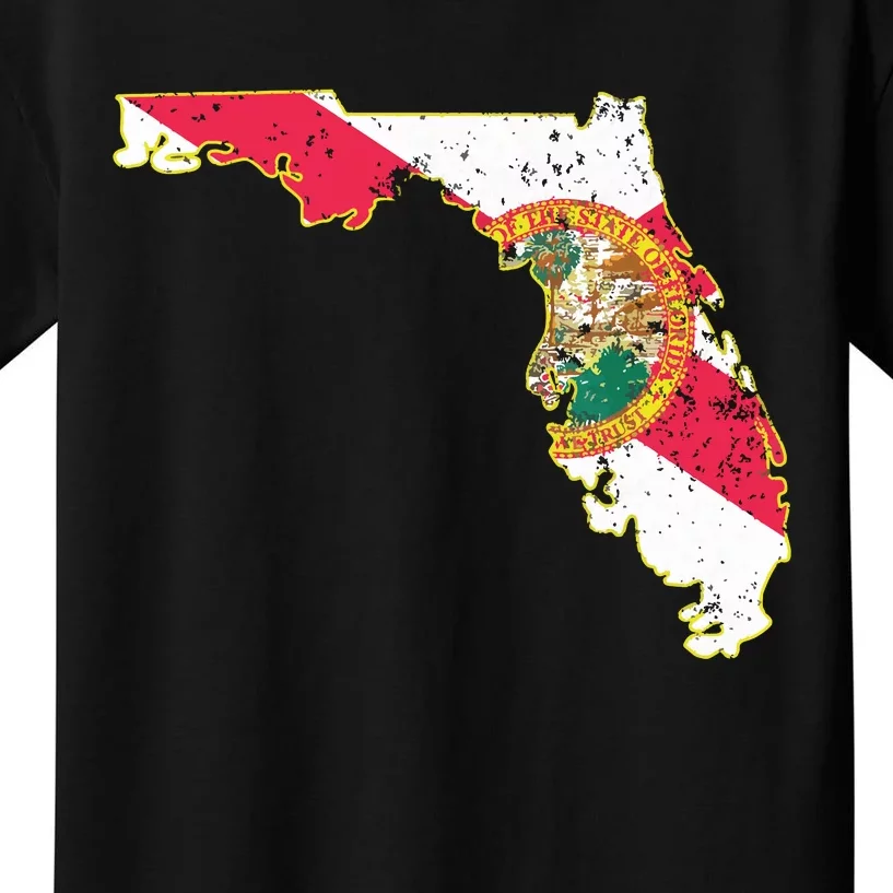 Florida State With Florida Shape Flag Kids T-Shirt