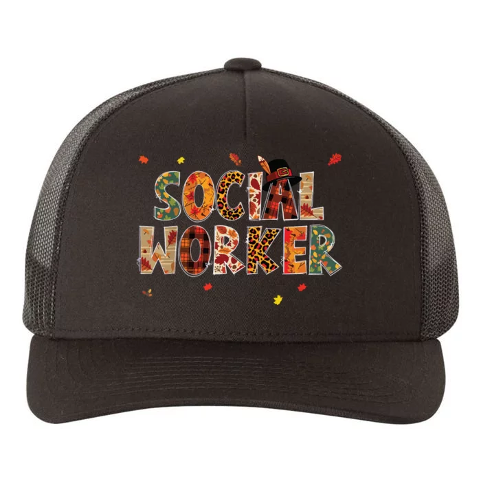 Funny Social Worker Pumpkin Autumn Tree Fall Leaves Yupoong Adult 5-Panel Trucker Hat