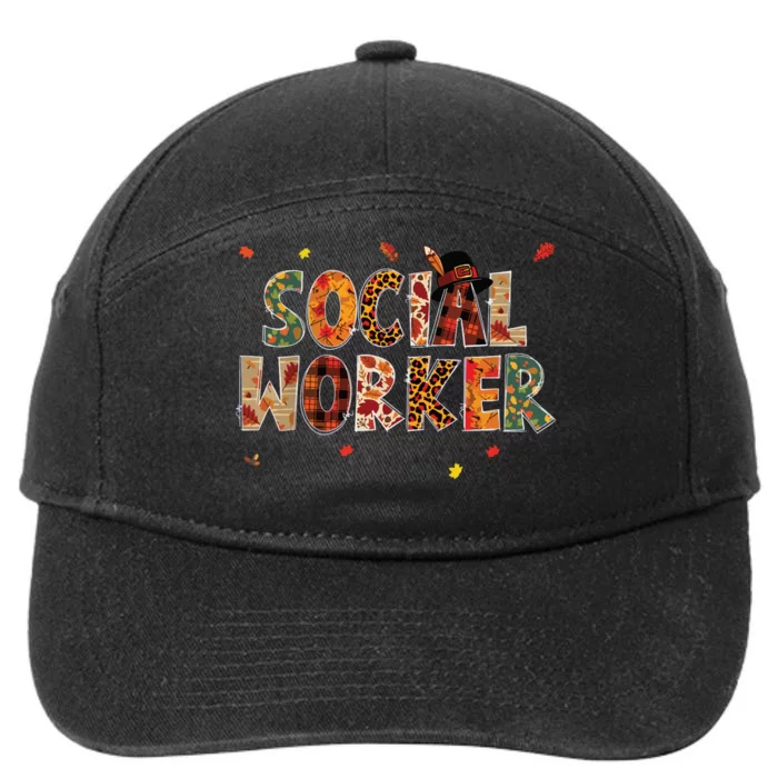 Funny Social Worker Pumpkin Autumn Tree Fall Leaves 7-Panel Snapback Hat