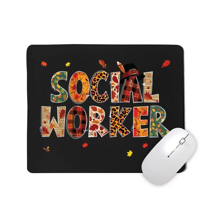 Funny Social Worker Pumpkin Autumn Tree Fall Leaves Mousepad