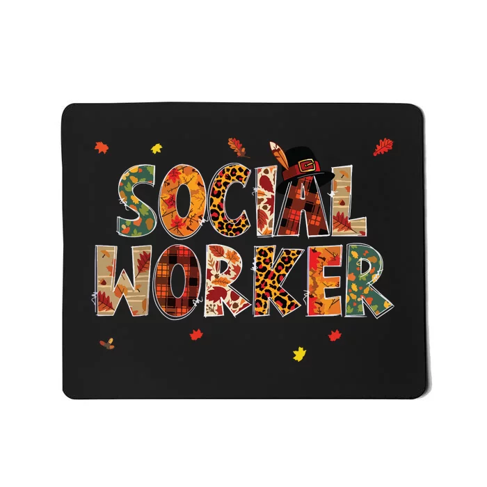 Funny Social Worker Pumpkin Autumn Tree Fall Leaves Mousepad