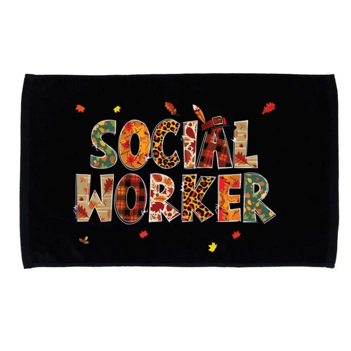 Funny Social Worker Pumpkin Autumn Tree Fall Leaves Microfiber Hand Towel