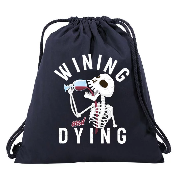 Funny Skeleton Wining And Dying Drawstring Bag