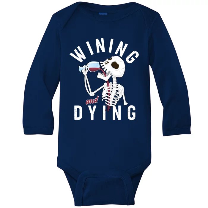 Funny Skeleton Wining And Dying Baby Long Sleeve Bodysuit