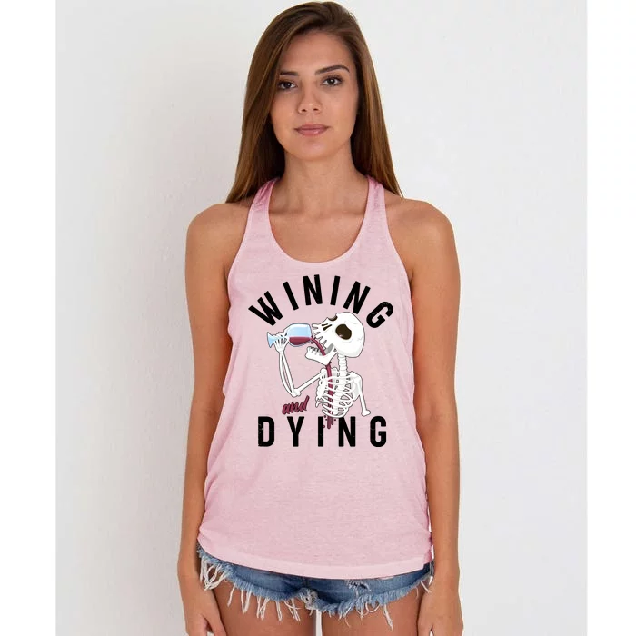 Funny Skeleton Wining And Dying Women's Knotted Racerback Tank