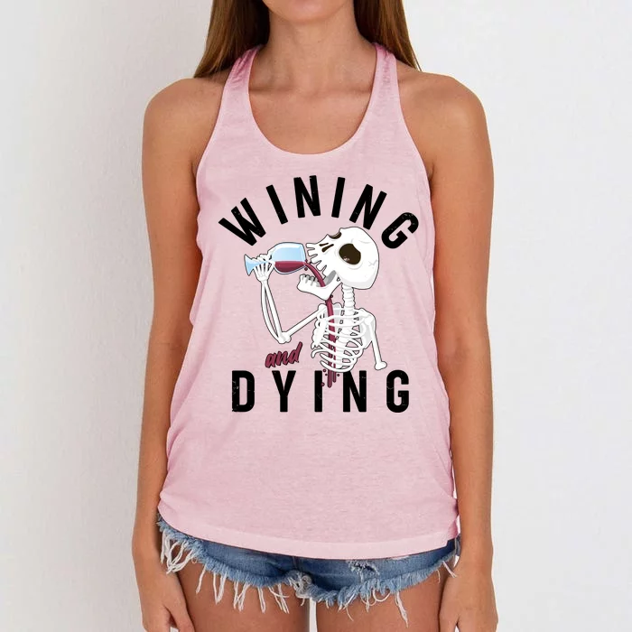 Funny Skeleton Wining And Dying Women's Knotted Racerback Tank