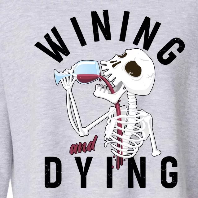 Funny Skeleton Wining And Dying Cropped Pullover Crew