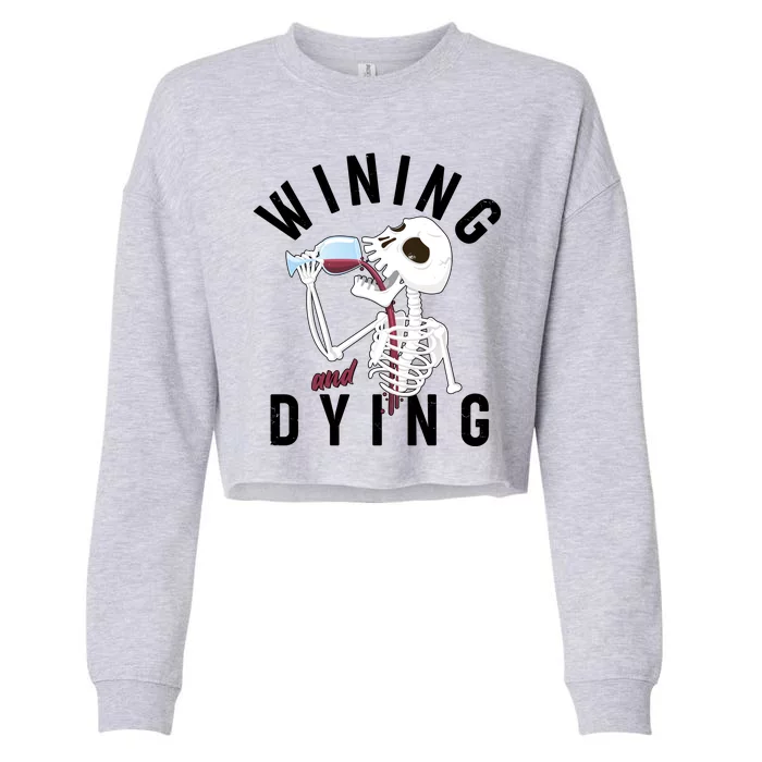 Funny Skeleton Wining And Dying Cropped Pullover Crew