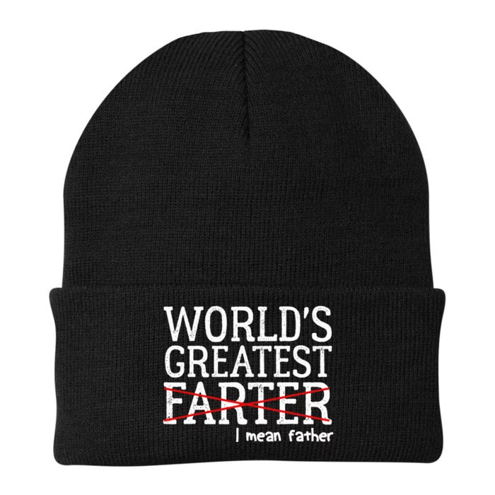 Funny Saying Worlds Greatest Farter Oops I Mean Father Knit Cap Winter Beanie