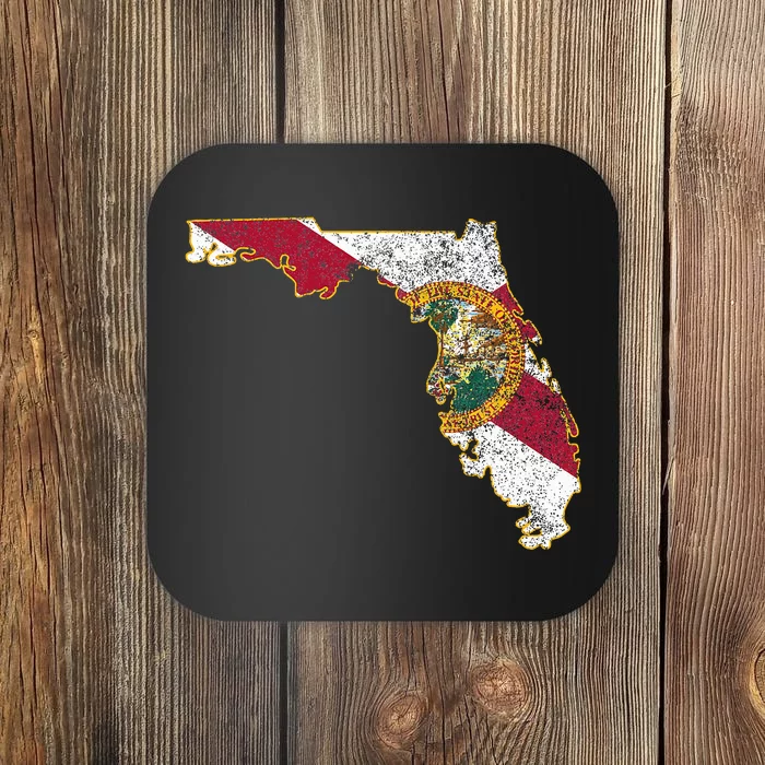 Florida State With Florida Shape Flag Coaster