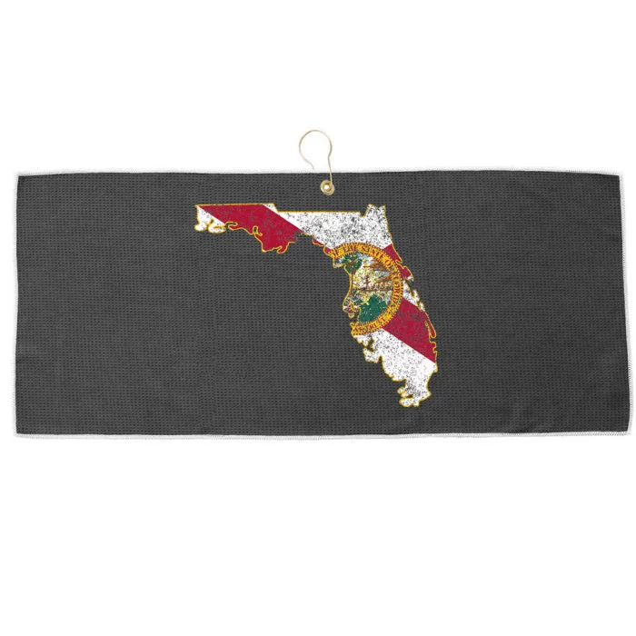 Florida State With Florida Shape Flag Large Microfiber Waffle Golf Towel