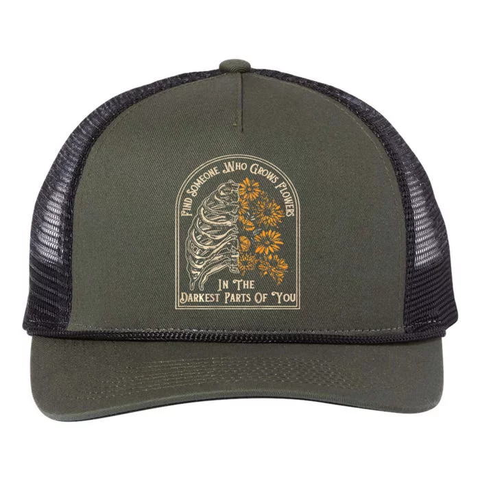 Find Someone Who Grows Flowers In The Darkest Retro Rope Trucker Hat Cap