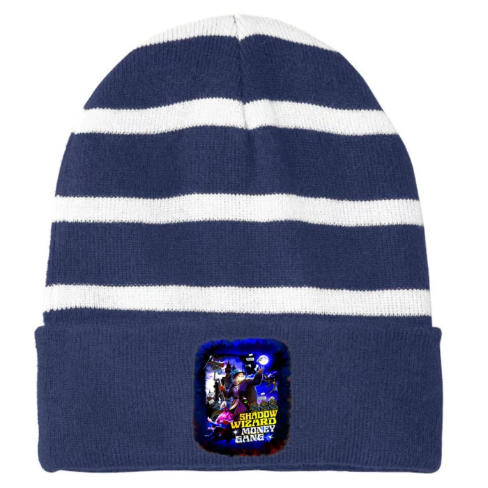 Funny Shadow Wizard Money Gang Striped Beanie with Solid Band