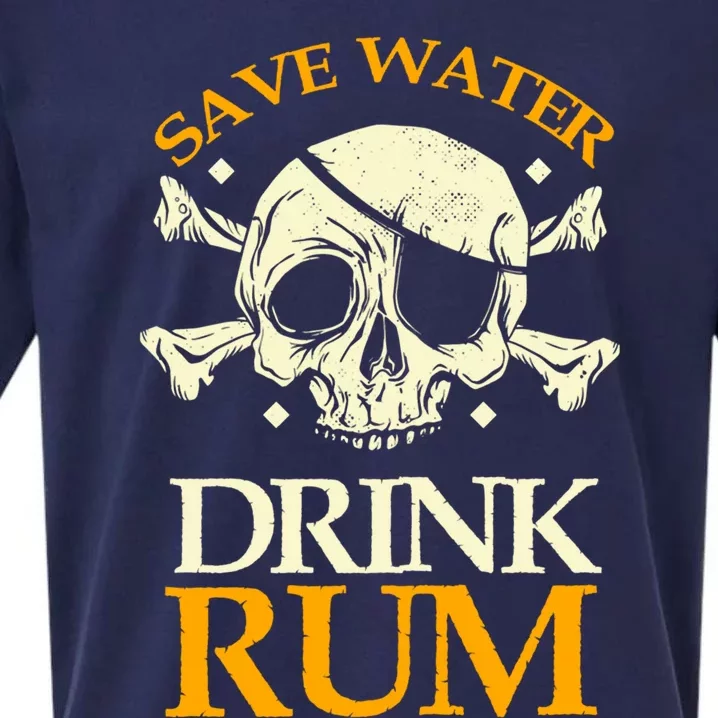 Funny Save Water Rum Skeleton Pirate Cute Gift Sueded Cloud Jersey T-Shirt