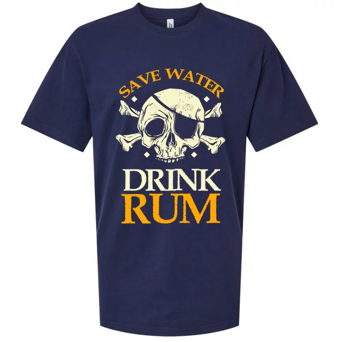 Funny Save Water Rum Skeleton Pirate Cute Gift Sueded Cloud Jersey T-Shirt