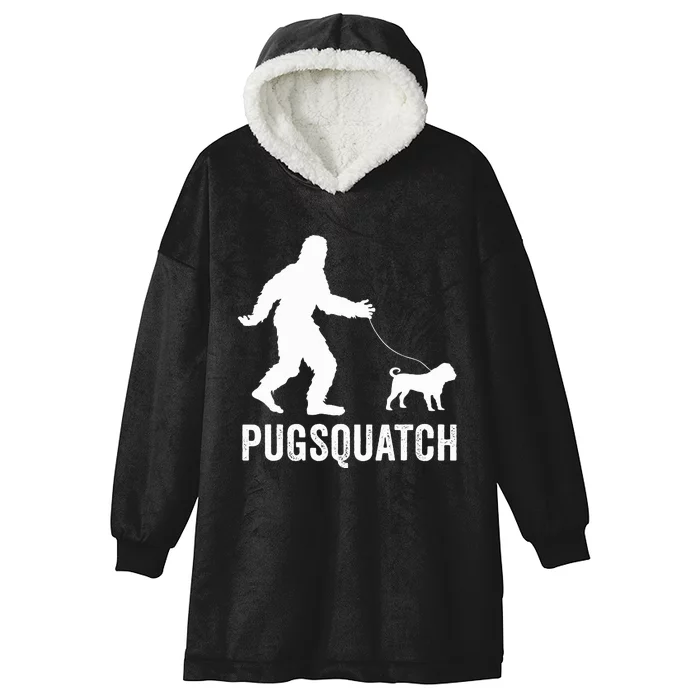 Funny Sasquatch Walking Pug Dog Bigfoot Lover Cute Pugs Gift Hooded Wearable Blanket