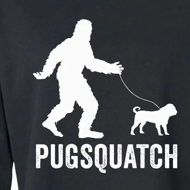 Funny Sasquatch Walking Pug Dog Bigfoot Lover Cute Pugs Gift Cropped Pullover Crew