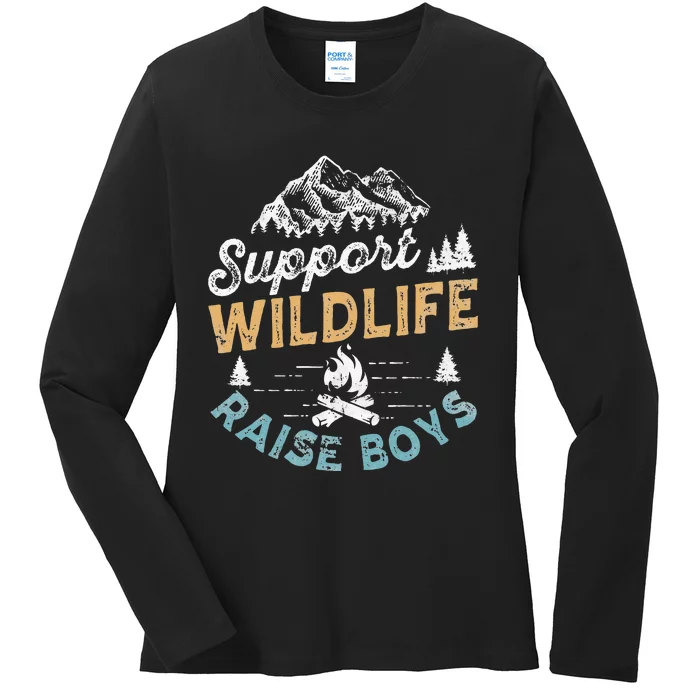 Funny Support Wildlife Raise Mom Dad Parents Ladies Long Sleeve Shirt