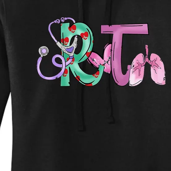 Funny Stethoscope With Heart RT Nurse Respiratory Therapist Women's Pullover Hoodie