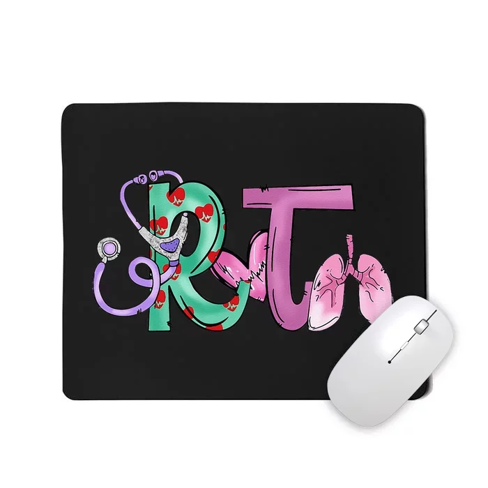 Funny Stethoscope With Heart RT Nurse Respiratory Therapist Mousepad